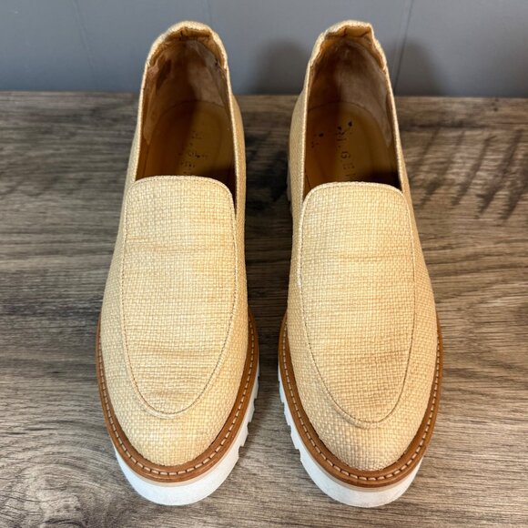M. Gemi Raffia Lug Sole Loafers Woven Fabric Chunky Rubber Sole Sz 38 US 7.5 - Picture 3 of 8
